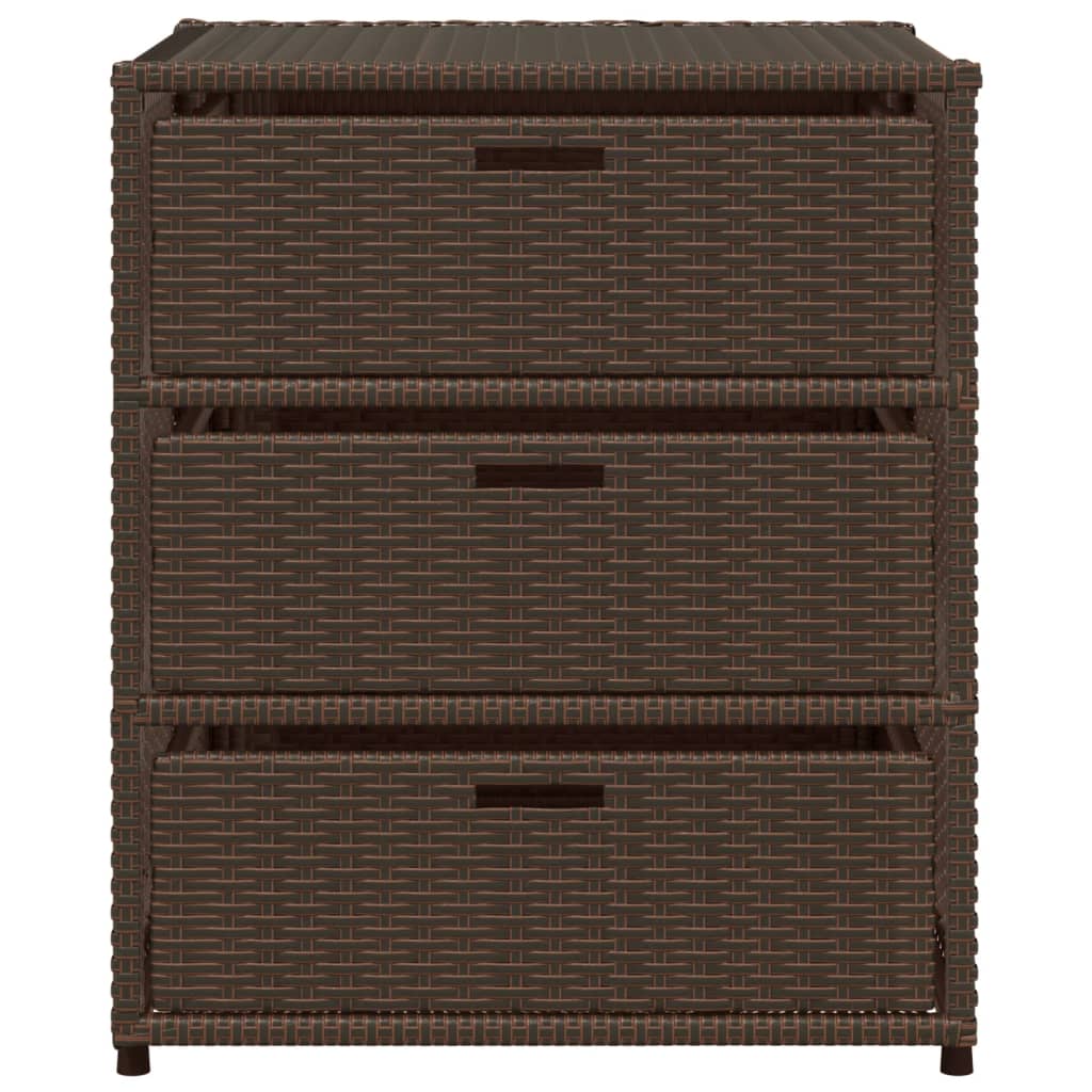 vidaXL Garden Storage Cabinet Brown 55x59x69 cm Poly Rattan