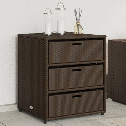 vidaXL Garden Storage Cabinet Brown 55x59x69 cm Poly Rattan