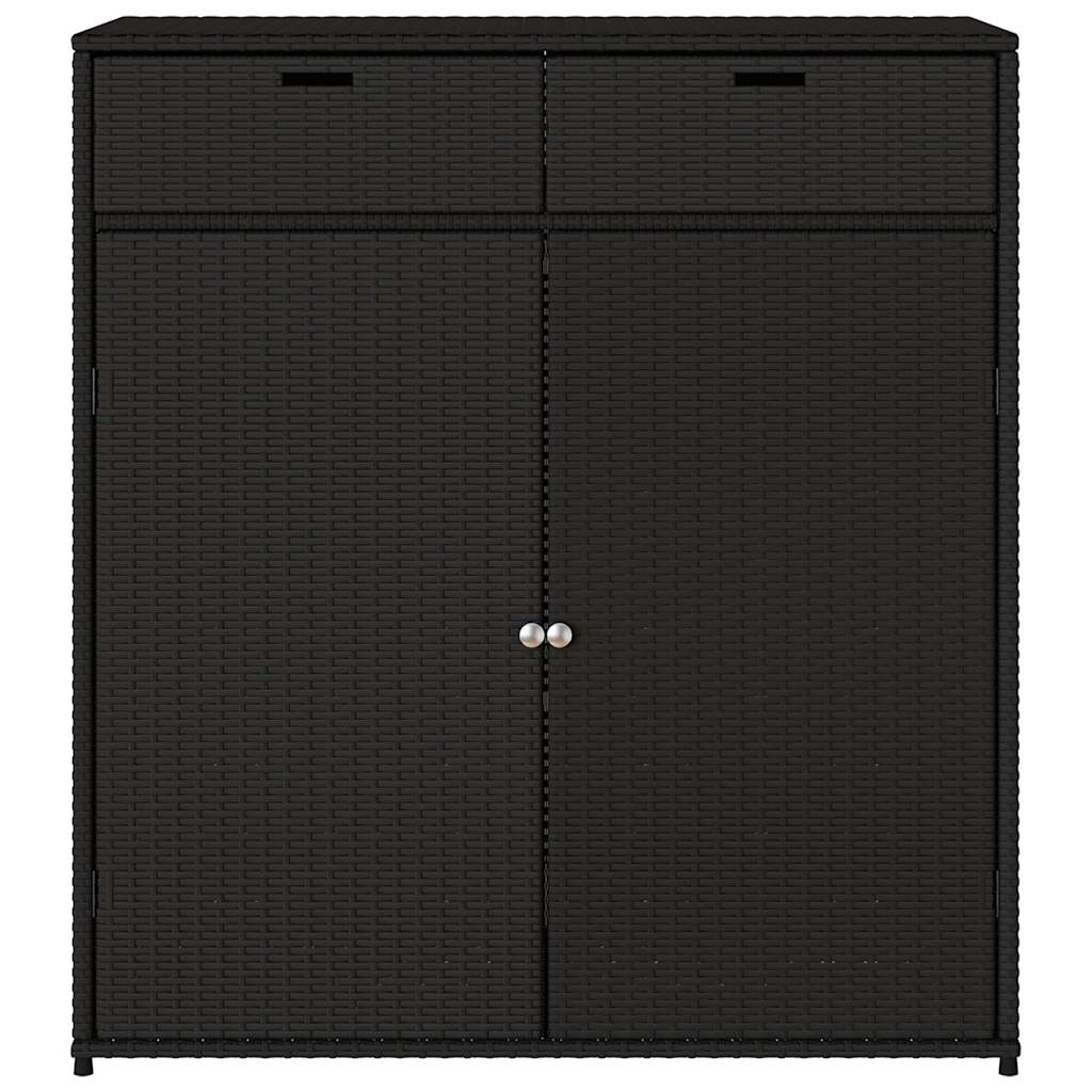 vidaXL Garden Storage Cabinet Black 105x55x113 cm Poly Rattan