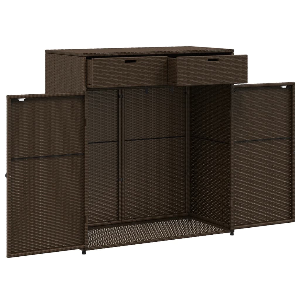 vidaXL Garden Storage Cabinet Brown 105x55x113 cm Poly Rattan