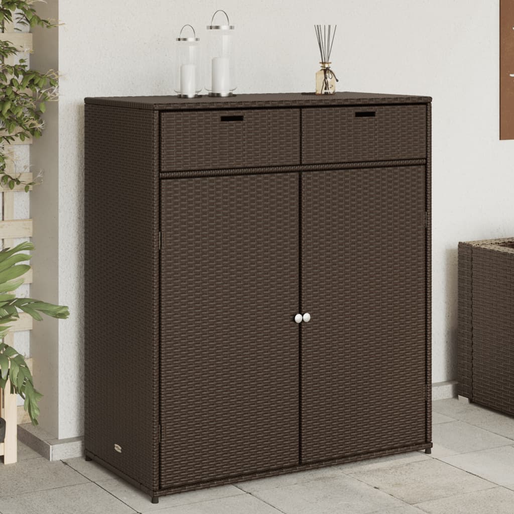 vidaXL Garden Storage Cabinet Brown 105x55x113 cm Poly Rattan