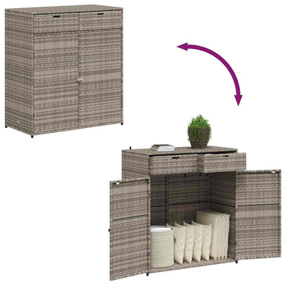 vidaXL Garden Storage Cabinet Grey 105x55x113 cm Poly Rattan