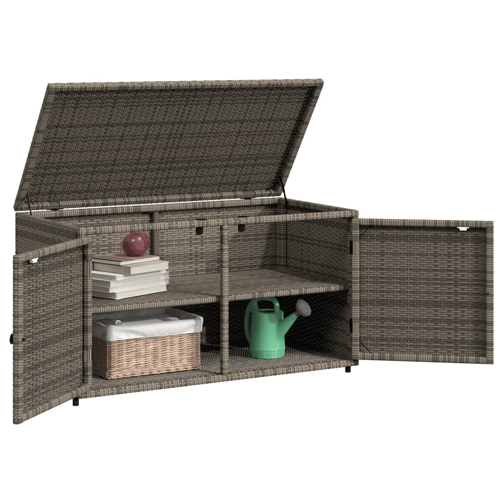 vidaXL Garden Storage Cabinet Grey 110x55x60.5 cm Poly Rattan