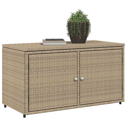 vidaXL Garden Storage Cabinet Beige 110x55x60.5 cm Poly Rattan
