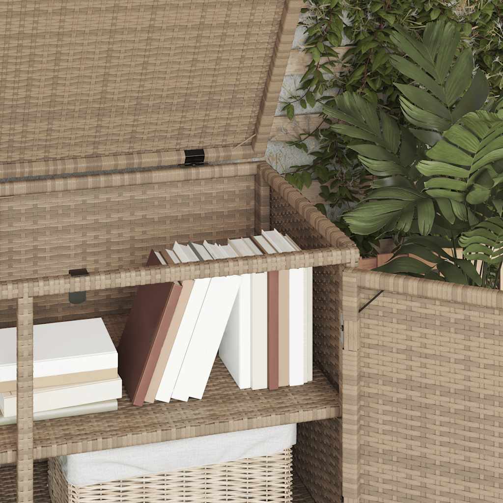 vidaXL Garden Storage Cabinet Beige 110x55x60.5 cm Poly Rattan