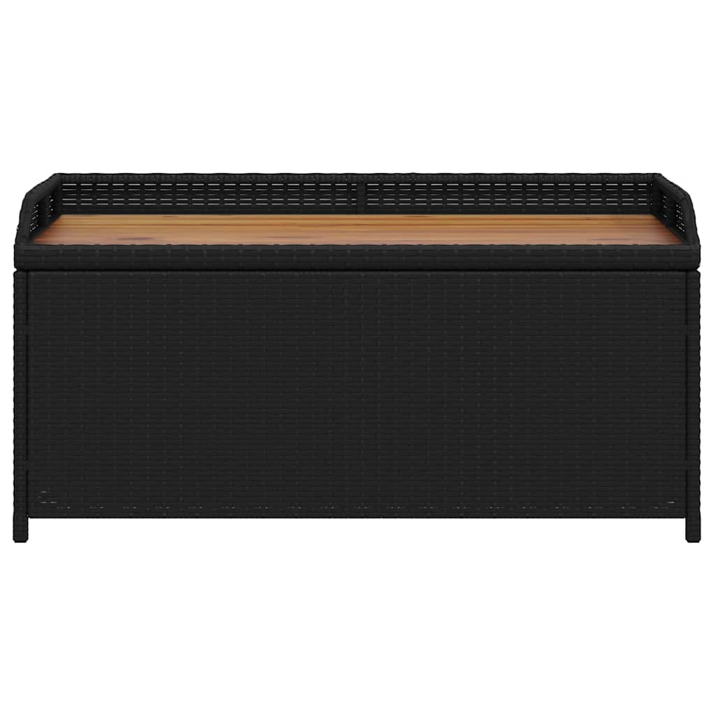 vidaXL Storage Bench Black 100x50x52 cm Poly Rattan and Acacia Wood