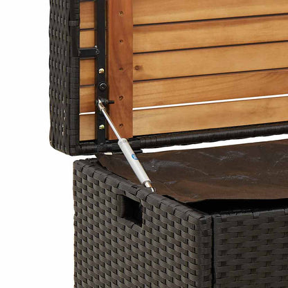 vidaXL Storage Bench Black 100x50x52 cm Poly Rattan and Acacia Wood