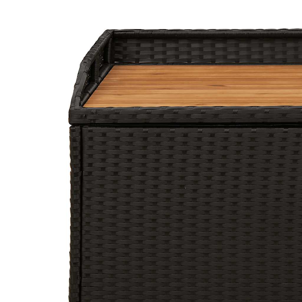 vidaXL Storage Bench Black 100x50x52 cm Poly Rattan and Acacia Wood