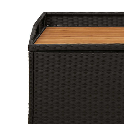 vidaXL Storage Bench Black 100x50x52 cm Poly Rattan and Acacia Wood