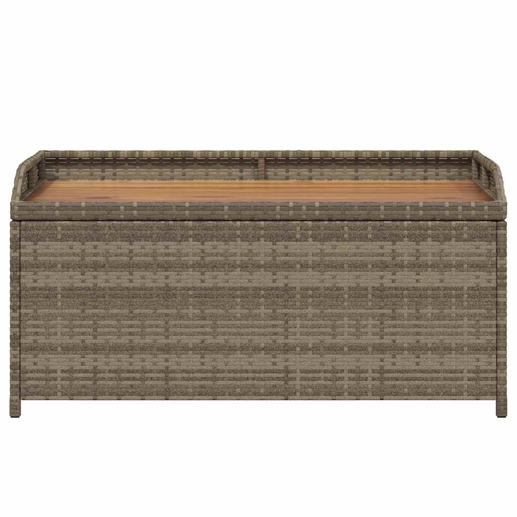 vidaXL Storage Bench Grey 100x50x52 cm Poly Rattan and Acacia Wood