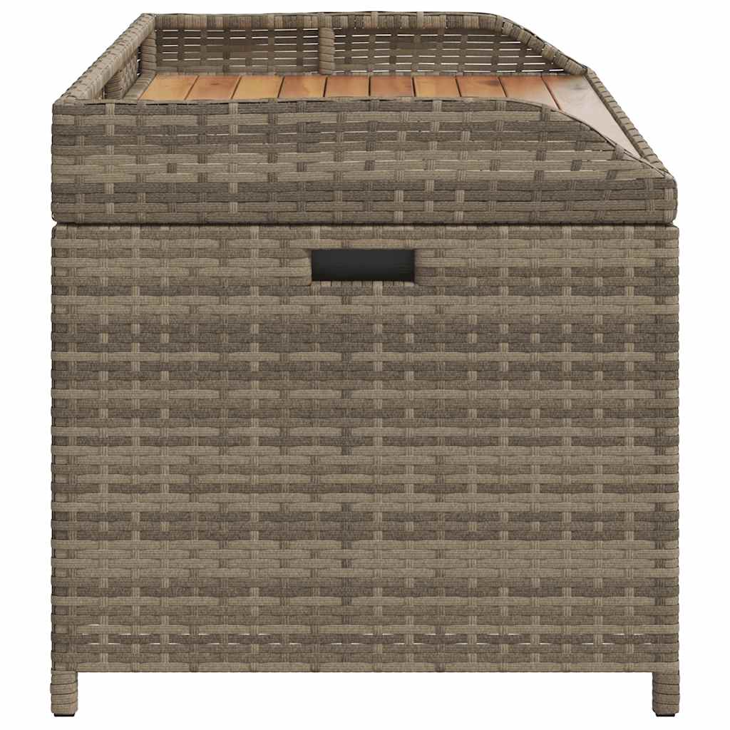 vidaXL Storage Bench Grey 100x50x52 cm Poly Rattan and Acacia Wood