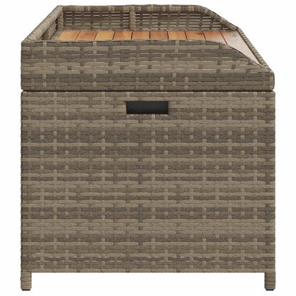 vidaXL Storage Bench Grey 100x50x52 cm Poly Rattan and Acacia Wood