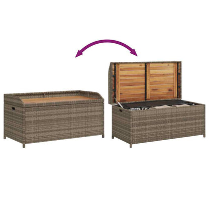 vidaXL Storage Bench Grey 100x50x52 cm Poly Rattan and Acacia Wood
