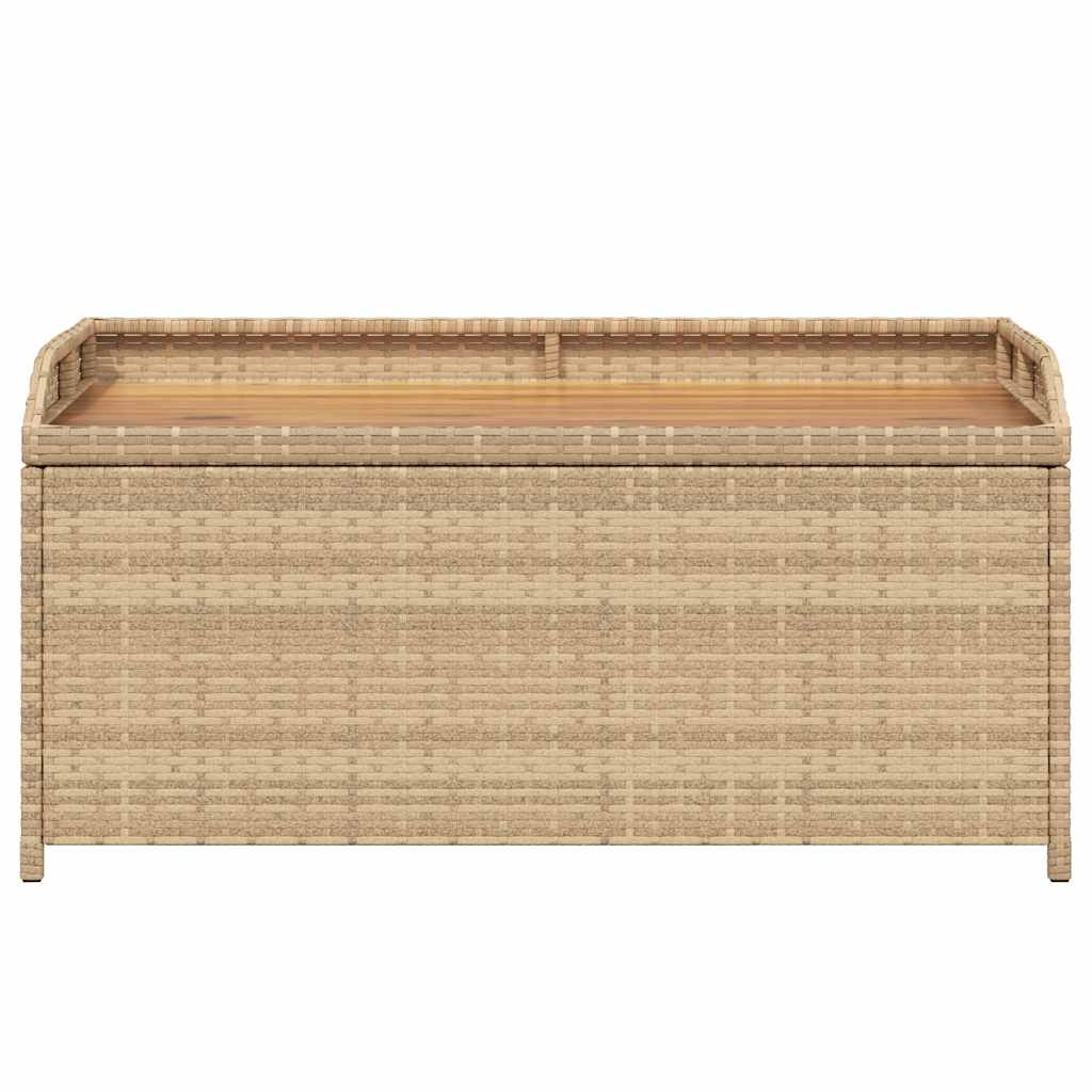 vidaXL Storage Bench Mix Beige 100x50x52 cm Poly Rattan and Acacia Wood