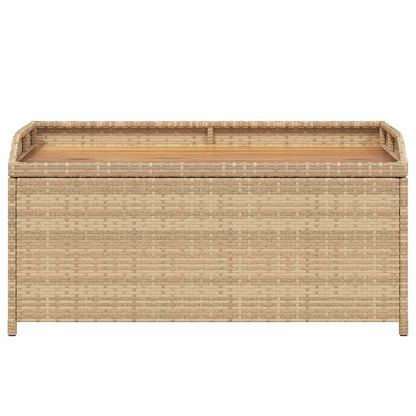 vidaXL Storage Bench Mix Beige 100x50x52 cm Poly Rattan and Acacia Wood