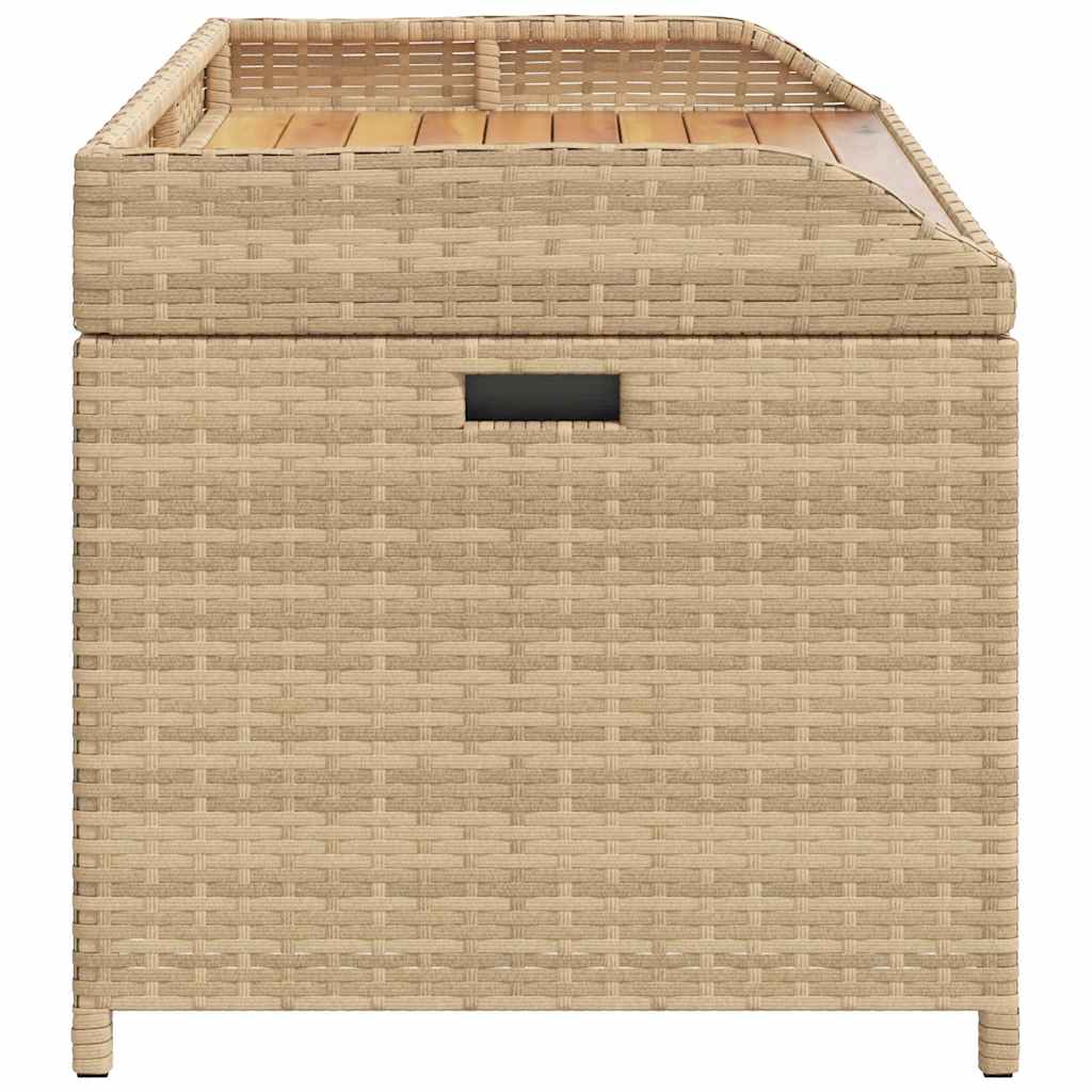 vidaXL Storage Bench Mix Beige 100x50x52 cm Poly Rattan and Acacia Wood