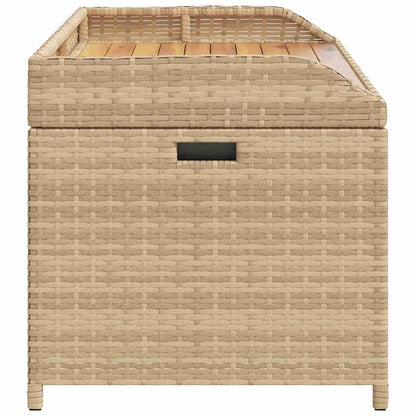 vidaXL Storage Bench Mix Beige 100x50x52 cm Poly Rattan and Acacia Wood