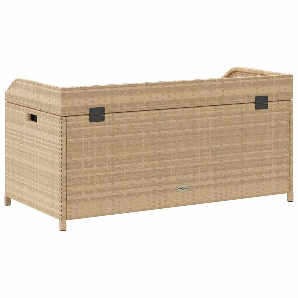 vidaXL Storage Bench Mix Beige 100x50x52 cm Poly Rattan and Acacia Wood