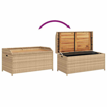 vidaXL Storage Bench Mix Beige 100x50x52 cm Poly Rattan and Acacia Wood