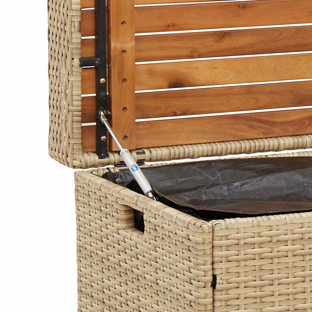 vidaXL Storage Bench Mix Beige 100x50x52 cm Poly Rattan and Acacia Wood
