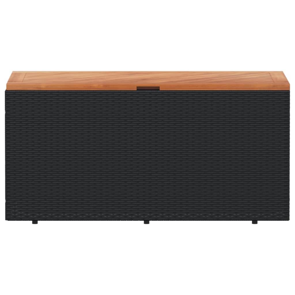 vidaXL Garden Storage Box Black 110x50x54 cm Poly Rattan Acacia Wood