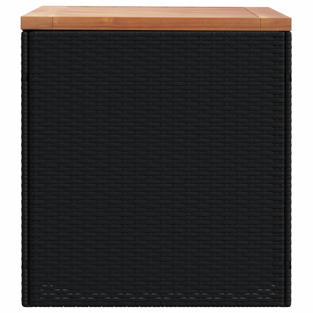 vidaXL Garden Storage Box Black 110x50x54 cm Poly Rattan Acacia Wood