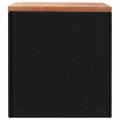 vidaXL Garden Storage Box Black 110x50x54 cm Poly Rattan Acacia Wood