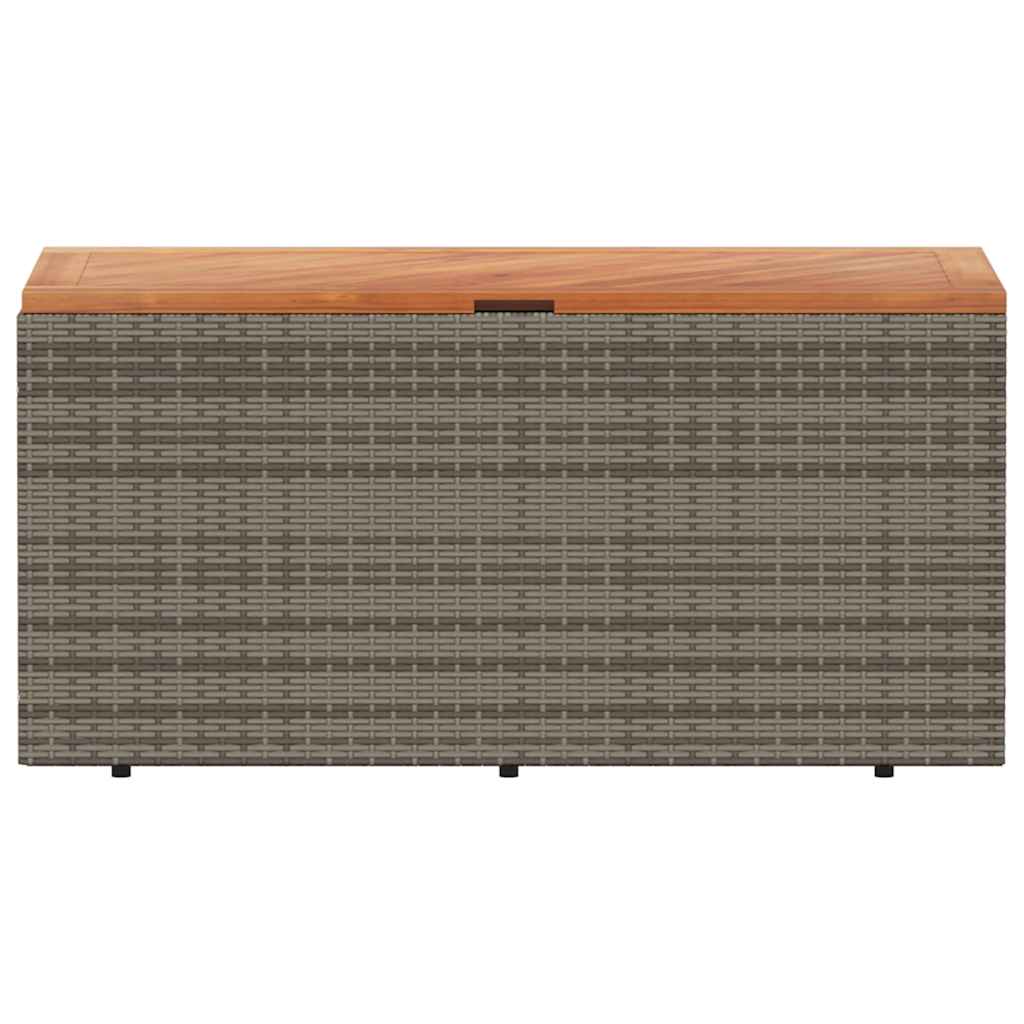 vidaXL Garden Storage Box Grey 110x50x54 cm Poly Rattan Acacia Wood