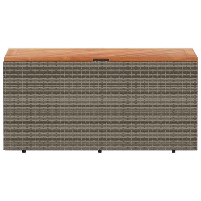 vidaXL Garden Storage Box Grey 110x50x54 cm Poly Rattan Acacia Wood
