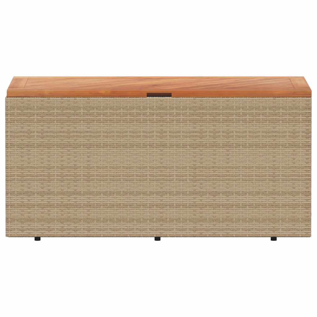 vidaXL Garden Storage Box Beige 110x50x54 cm Poly Rattan Acacia Wood