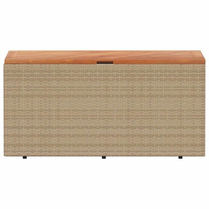 vidaXL Garden Storage Box Beige 110x50x54 cm Poly Rattan Acacia Wood