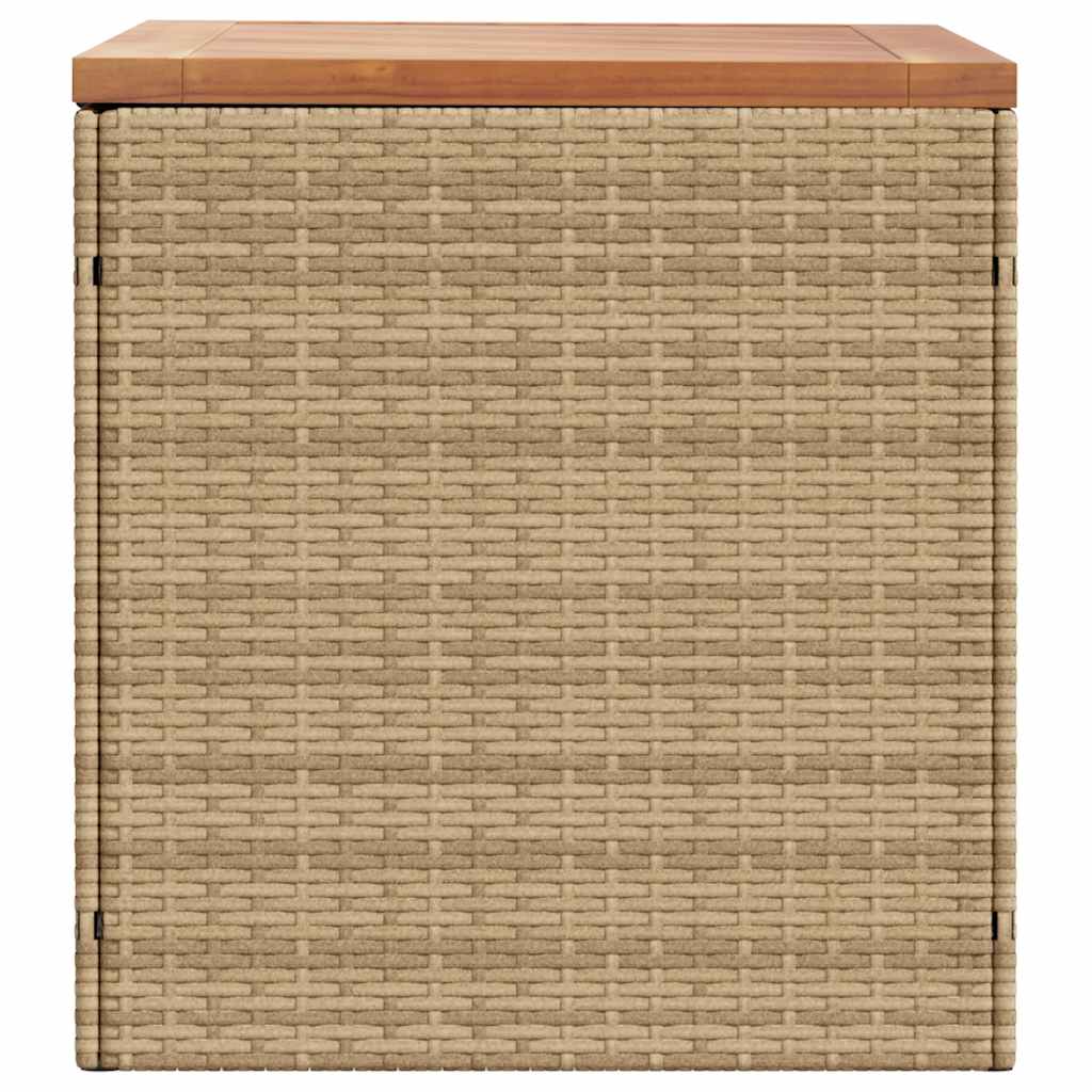 vidaXL Garden Storage Box Beige 110x50x54 cm Poly Rattan Acacia Wood