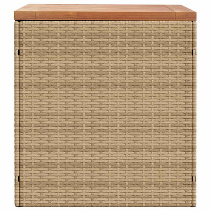 vidaXL Garden Storage Box Beige 110x50x54 cm Poly Rattan Acacia Wood