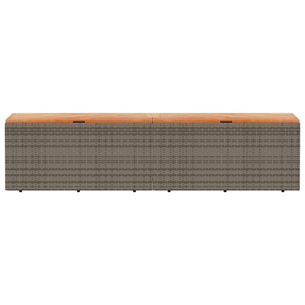 vidaXL Garden Storage Box Grey 220x50x54 cm Poly Rattan Acacia Wood