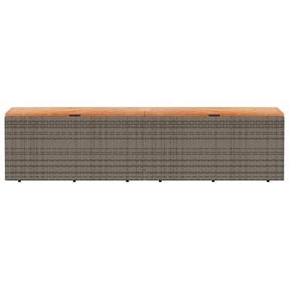vidaXL Garden Storage Box Grey 220x50x54 cm Poly Rattan Acacia Wood