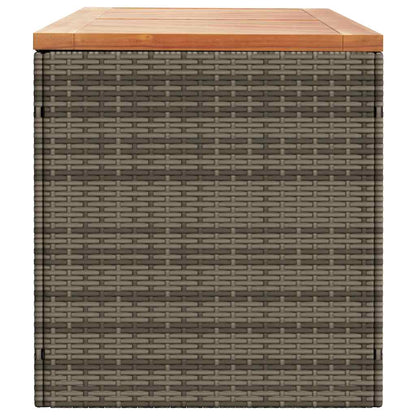 vidaXL Garden Storage Box Grey 220x50x54 cm Poly Rattan Acacia Wood