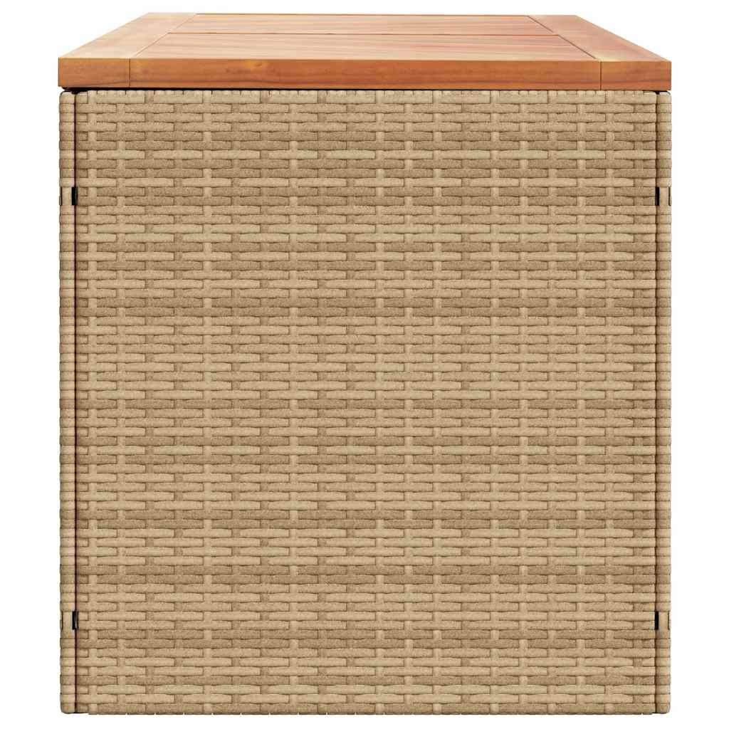 vidaXL Garden Storage Box Beige 220x50x54 cm Poly Rattan Acacia Wood