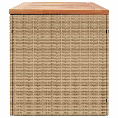 vidaXL Garden Storage Box Beige 220x50x54 cm Poly Rattan Acacia Wood