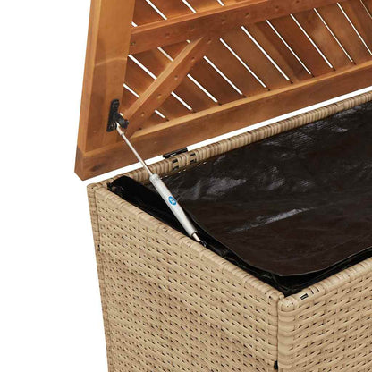 vidaXL Garden Storage Box Beige 220x50x54 cm Poly Rattan Acacia Wood