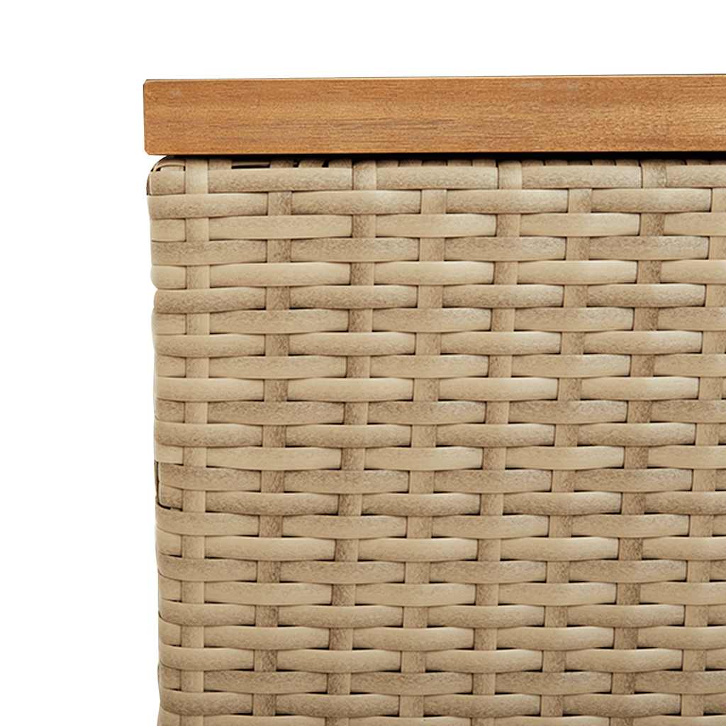 vidaXL Garden Storage Box Beige 220x50x54 cm Poly Rattan Acacia Wood