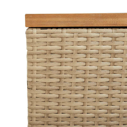 vidaXL Garden Storage Box Beige 220x50x54 cm Poly Rattan Acacia Wood