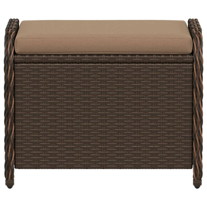 vidaXL Garden Stool with Cushion Brown 58x46x46 cm Poly Rattan