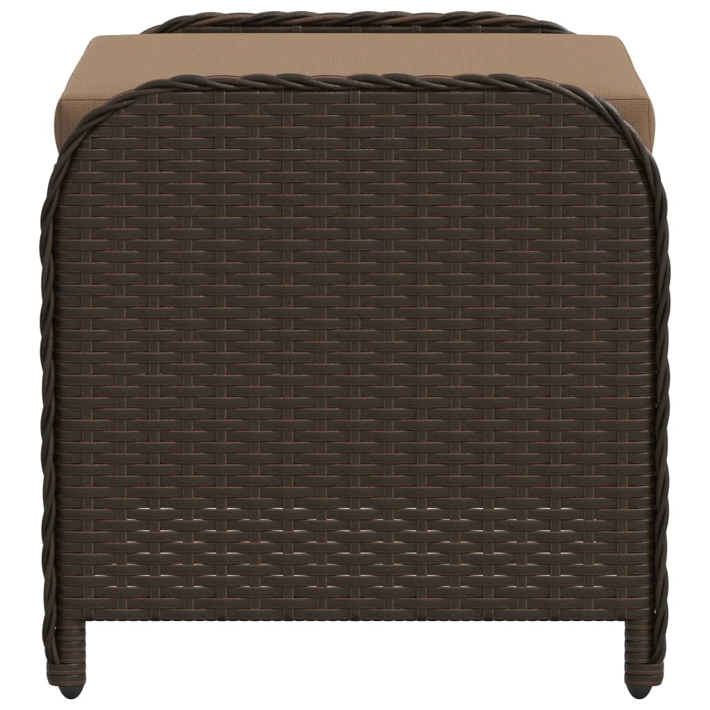 vidaXL Garden Stool with Cushion Brown 58x46x46 cm Poly Rattan
