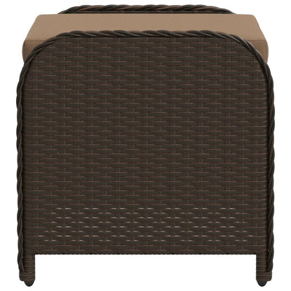 vidaXL Garden Stool with Cushion Brown 58x46x46 cm Poly Rattan