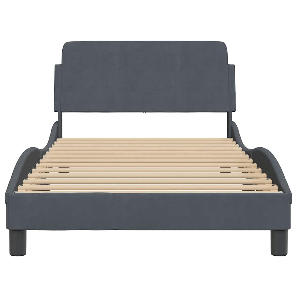 vidaXL Bed Frame "Dover" Dark Grey 100x190 cm Velvet