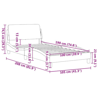 vidaXL Bed Frame "Dover" Dark Grey 100x190 cm Velvet