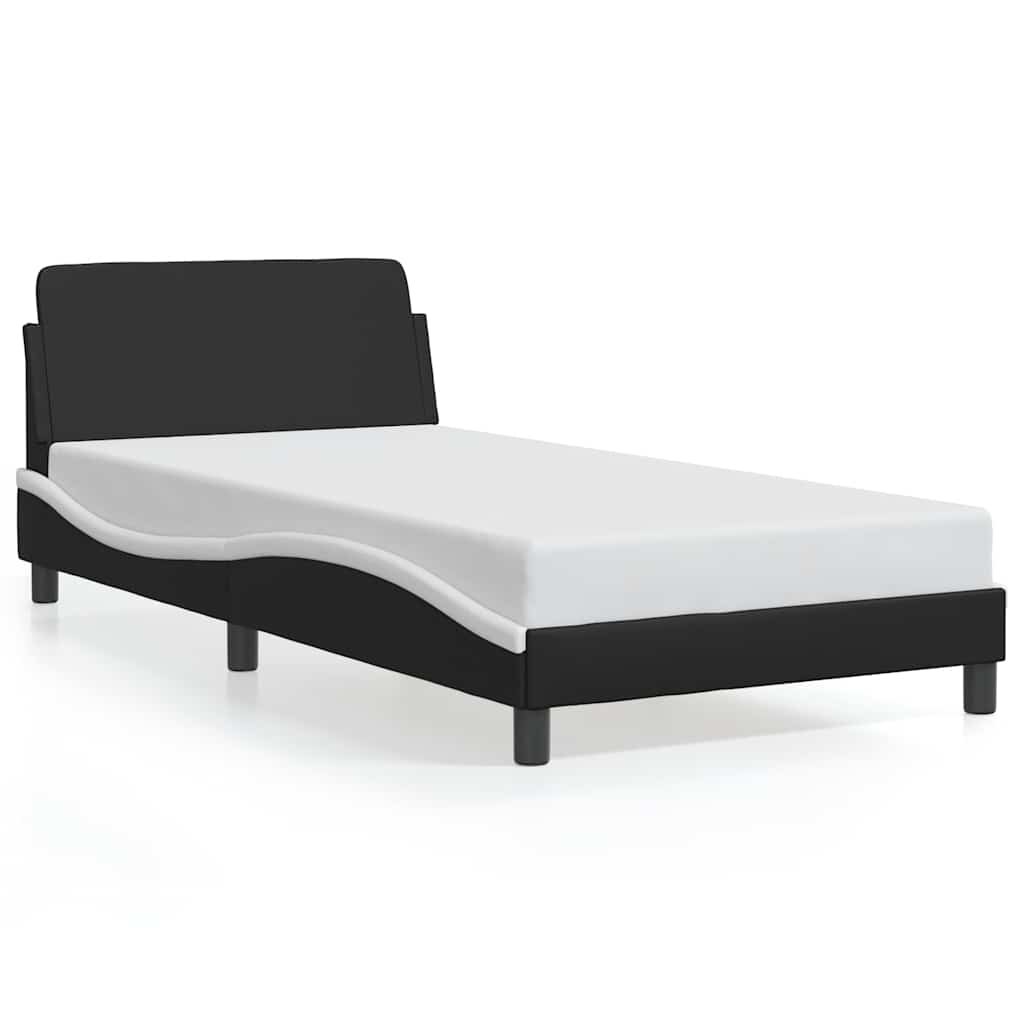 vidaXL Bed Frame "Dover" Black and White 100x190 cm Faux Leather