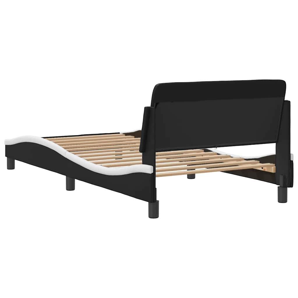 vidaXL Bed Frame "Dover" Black and White 100x190 cm Faux Leather