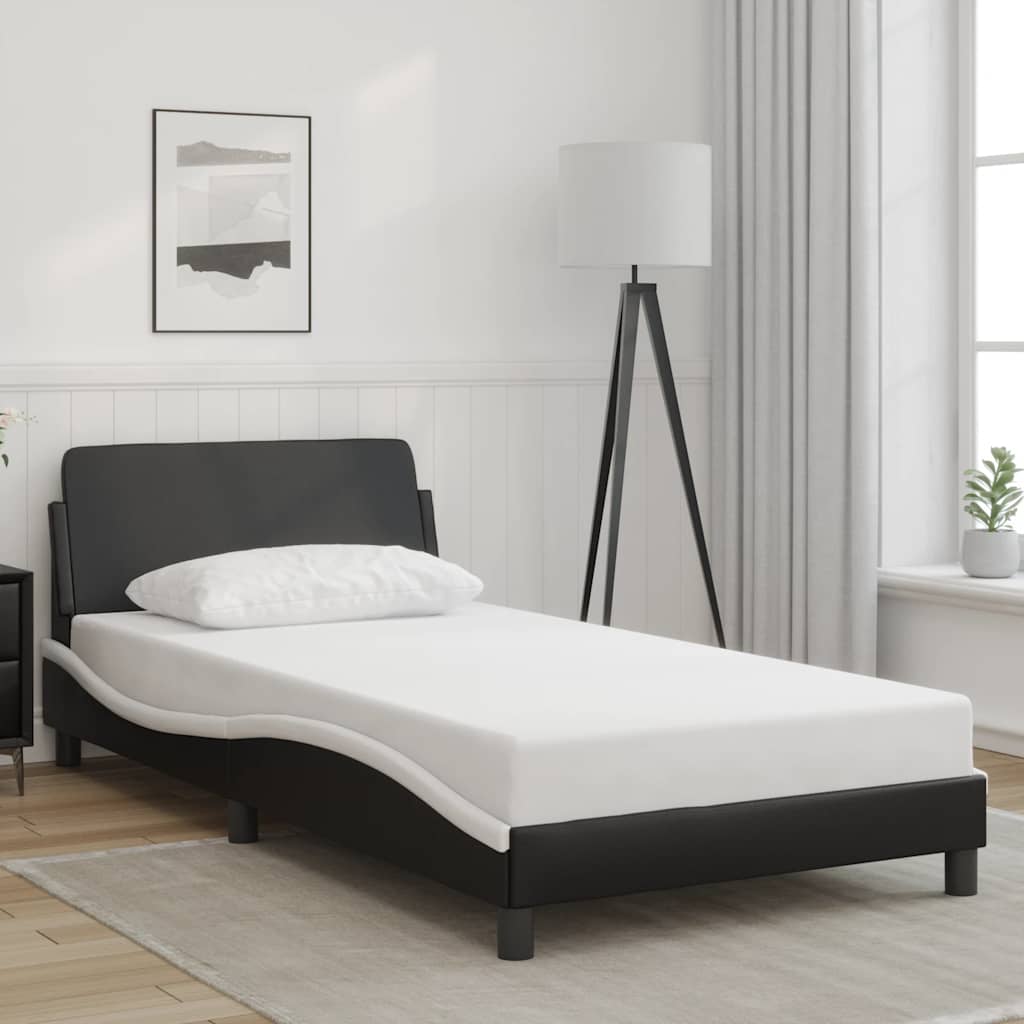 vidaXL Bed Frame "Dover" Black and White 100x190 cm Faux Leather