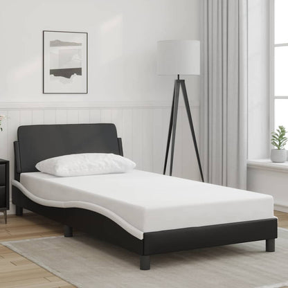 vidaXL Bed Frame "Dover" Black and White 100x190 cm Faux Leather